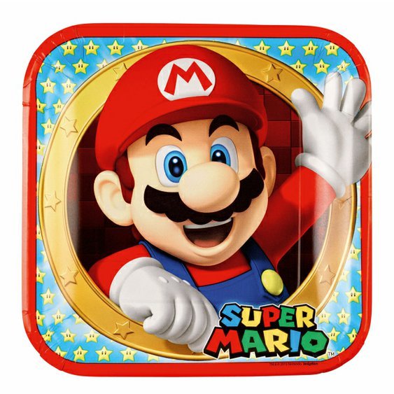 Papírové talířky “Super Mario”, 23 cm, 8 ks - Obr. 1