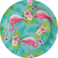 Talířky papírové “Plameňáci-Flamingo Paradise”, 22,8 cm, 8 ks