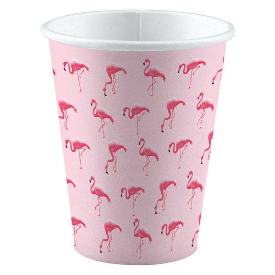 Kelímky papírové “Plameňáci-Flamingo Paradise”,250ml, 8ks - obr. 1