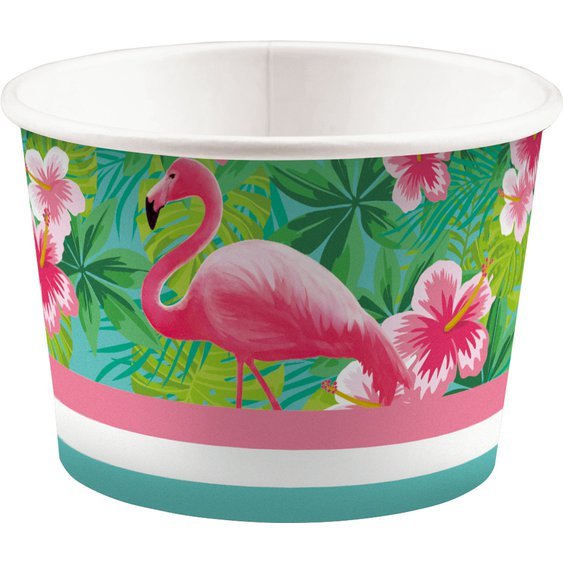 Papírové kelímky na zmrzlinu “Plameňáci-Flamingo Paradise”, 8ks - Obr. 1