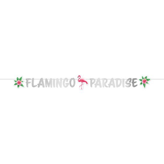 Banner “Plameňáci-Flamingo Paradise”, 135x15 cm - Obr. 1