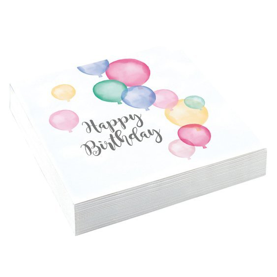 Papírové ubrousky “Happy Birthday - pastelové balónky”, 20ks - Obr. 1