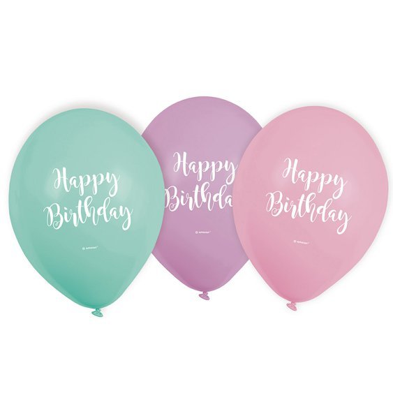 Balónky “Happy Birthday - pastelové balónky”, 22,8 cm, 6 ks - Obr. 1