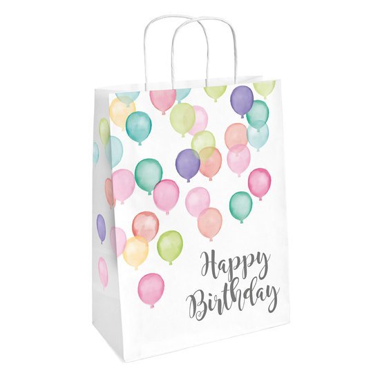 Dárkové tašky “Happy Birthday - pastelové balónky”, 2 ks - Obr. 1
