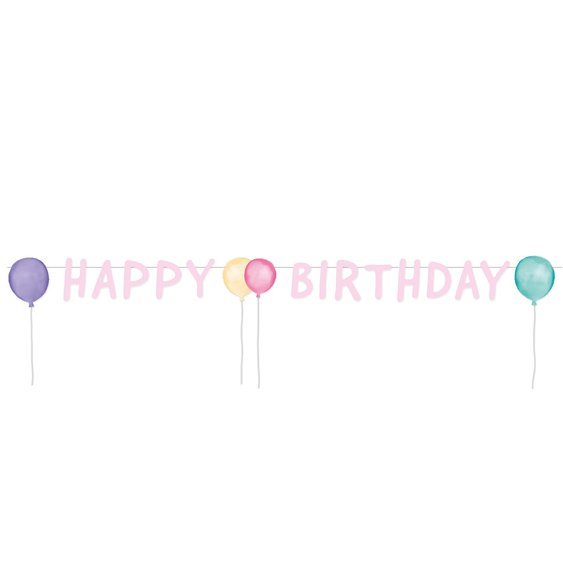 Banner “Happy Birthday - pastelové balónky”, 150x138 cm - Obr. 1