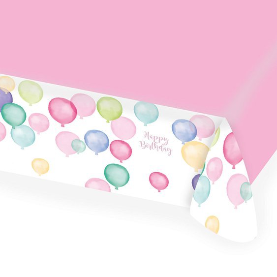 Papírový ubrus “Happy Birthday - pastelové balónky”, 115x175 cm - Obr. 1