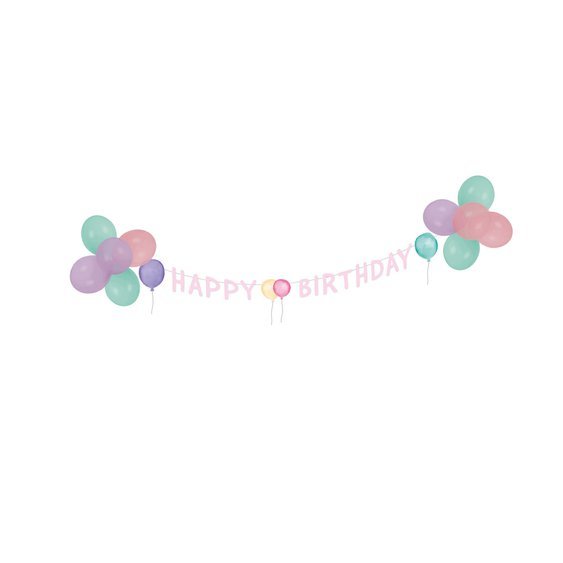 Dekorační sada “Happy Birthday - pastelové balónky” - Obr. 1