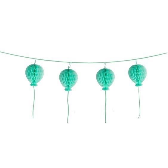 Papírová girlanda “Honeycomb - balónky”, TYRKYSOVÁ, 180 cm - Obr. 1
