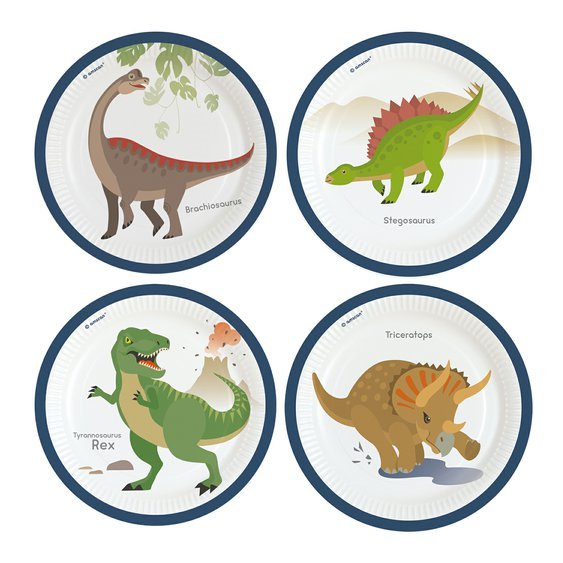 Papírové talířky “Veselý Dinosaurus”, 22,8 cm, 8ks - Obr. 1