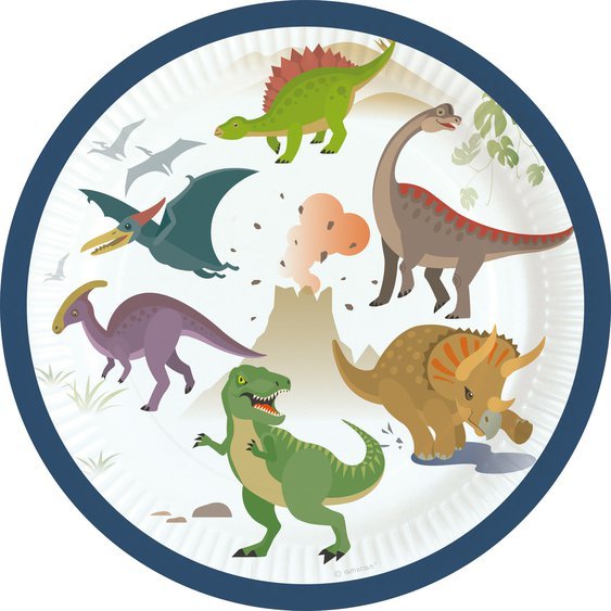Papírové talířky “Veselý Dinosaurus”, 17,7 cm, 8ks - Obr. 1