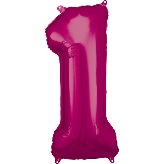 Fóliový balónek číslo "1" RŮŽOVÝ, 88x38 cm - obr. 1