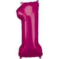 Fóliový balónek číslo "1" RŮŽOVÝ, 88x38 cm