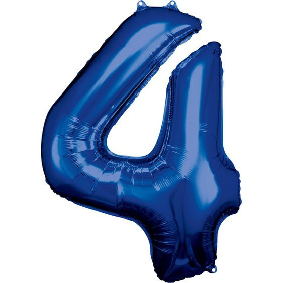 Fóliový balónek číslo “4” MODRÝ, 93x65 cm - Obr. 1