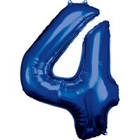 Fóliový balónek číslo “4” MODRÝ, 93x65 cm