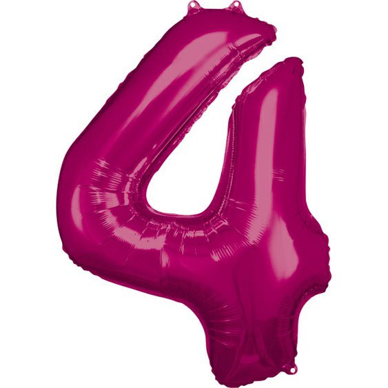 Fóliový balónek číslo “4” RŮŽOVÝ, 93x65 cm - Obr. 1