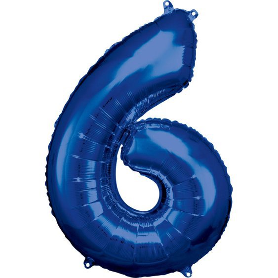 Fóliový balónek číslo “6” MODRÝ, 88x60 cm - Obr. 1