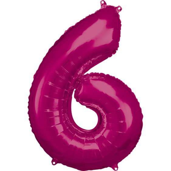 Fóliový balónek číslo “6” RŮŽOVÝ, 88x60 cm - Obr. 1