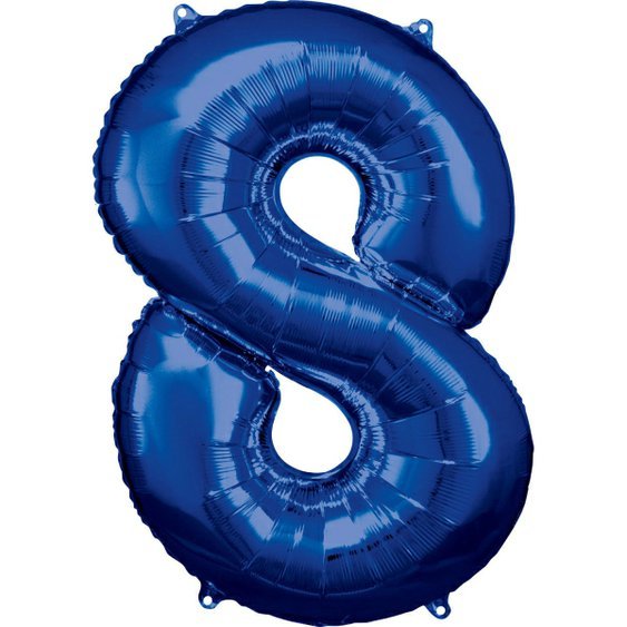 Fóliový balónek číslo “8" MODRÝ, 86x57 cm - Obr. 1