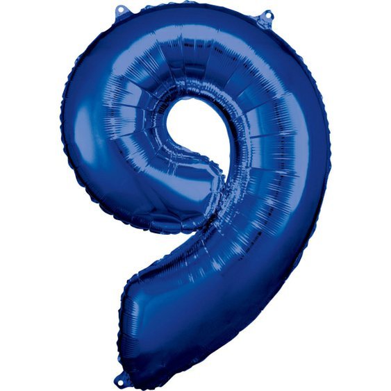 Fóliový balónek číslo “9" MODRÝ, 89x60 cm - Obr. 1