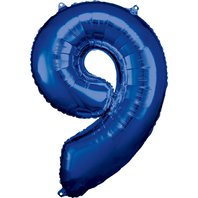 Fóliový balónek číslo “9" MODRÝ, 89x60 cm