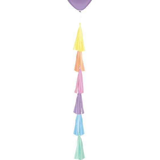 Střapce na balónek DUHOVÉ-PASTELOVÉ, 70 cm - Obr. 1