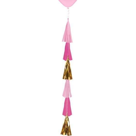 Střapce na balónek RŮŽOVO-ZLATÉ, 70 cm - Obr. 1