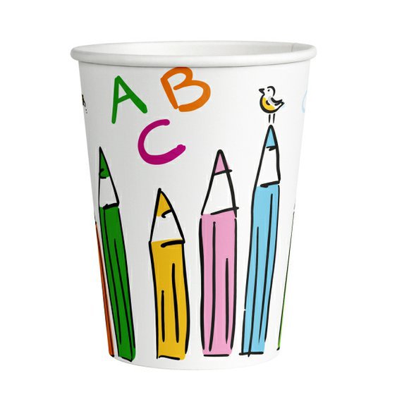 Kelímky papírové “ABC - škola”, 250 ml, 8 ks - Obr. 1