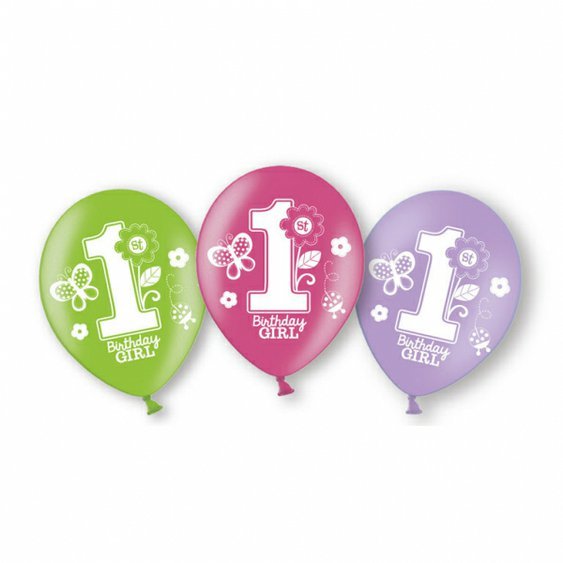 Balónky "1. rok - Sweet Birthday", 27 cm, 6 kusů - obr. 1
