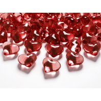 Krystaly srdce ČERVENÉ, 2,1 cm, 30 kusů