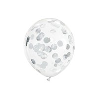 Konfetové balónky průhledné “Kolečka” STŘÍBRNÉ, 6 ks