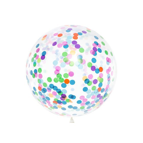 Konfetový balónek průhledný BAREVNÝ, 1 m - Obr. 1