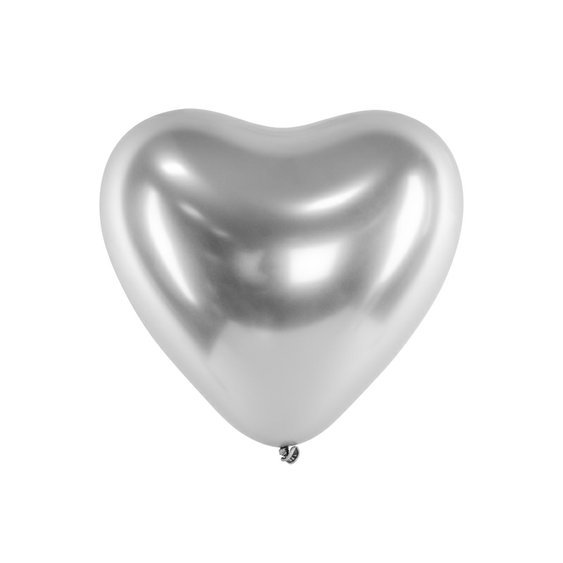 Lesklý balónek "Srdce" STŘÍBRNÝ, 30 cm - Obr. 1