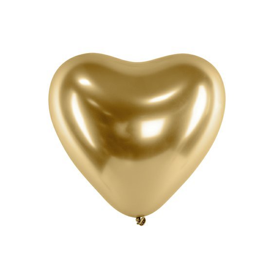 Lesklý balónek "Srdce" ZLATÝ, 30 cm, 50 ks - Obr. 1
