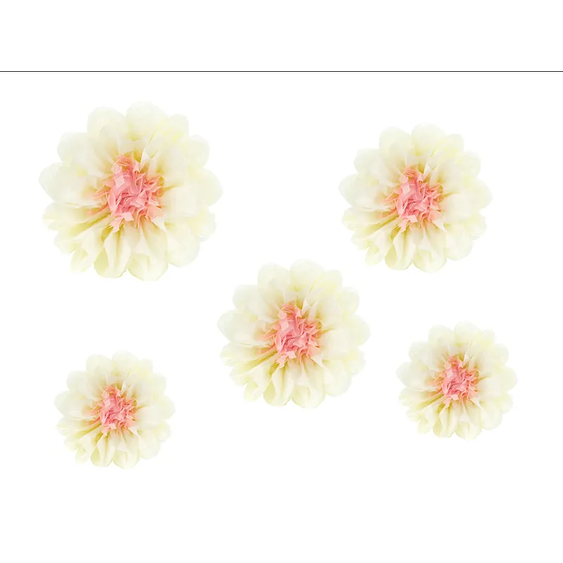 Dekorační papírové květy KRÉMOVÉ, 5 ks
