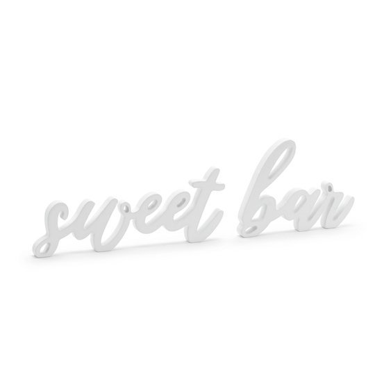 Dřevěný nápis" Sweet Bar" BÍLÝ, 37x10cm - Obr. 1