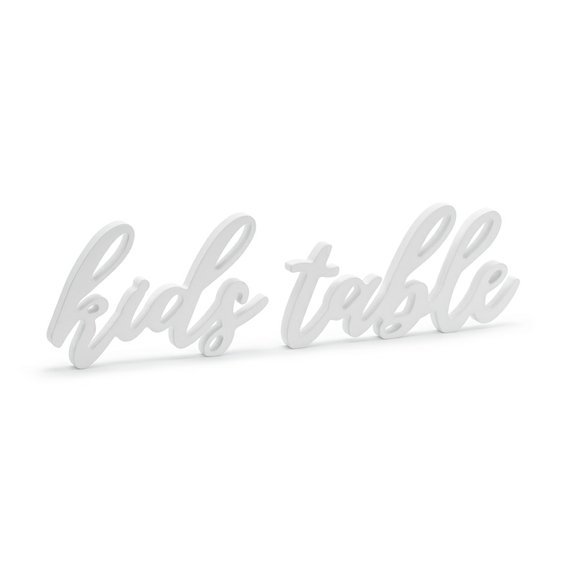 Dřevěný nápis "Kids Table" BÍLÝ, 38x10cm - Obr. 1