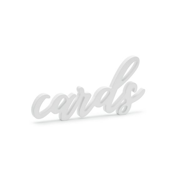 Dřevěný nápis "Cards" BÍLÝ, 20x10cm - Obr. 1