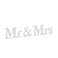 Dřevěný nápis " Mr & Mrs" BÍLÝ, 50x10cm