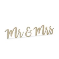Dřevěný nápis " Mr & Mrs" ZLATÝ, 50x10cm