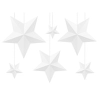 Závěsné dekorace “Hvězdy” BÍLÉ, 6 kusů