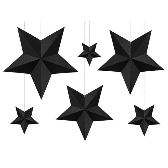 Závěsné dekorace “Hvězdy” ČERNÉ, 6 kusů - Obr. 1