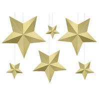 Závěsné dekorační hvězdy ZLATÉ, 6 kusů