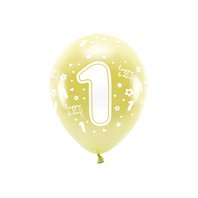 EKO balónky metalické číslo “1” SVĚTLE ZLATÉ, 33 cm, 6 ks