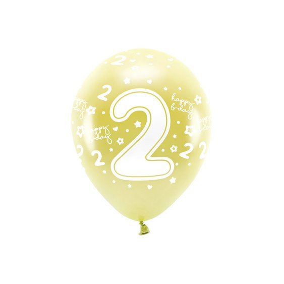EKO balónky metalické číslo “2” SVĚTLE ZLATÉ, 33 cm, 6 ks - Obr.1