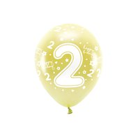 EKO balónky metalické číslo “2” SVĚTLE ZLATÉ, 33 cm, 6 ks