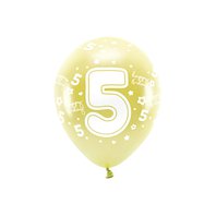 EKO balónky metalické číslo “5” SVĚTLE ZLATÉ, 33 cm, 6 ks