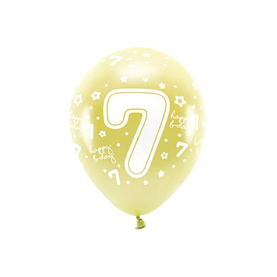 EKO balónky metalické číslo “7” SVĚTLE ZLATÉ, 33 cm, 6 ks - Obr.1