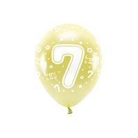 EKO balónky metalické číslo “7” SVĚTLE ZLATÉ, 33 cm, 6 ks