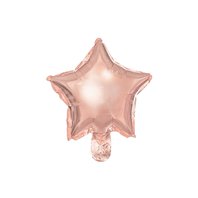 Fóliový balónek “Hvězda” RŮŽOVO-ZLATÝ, 25 cm, 25 ks