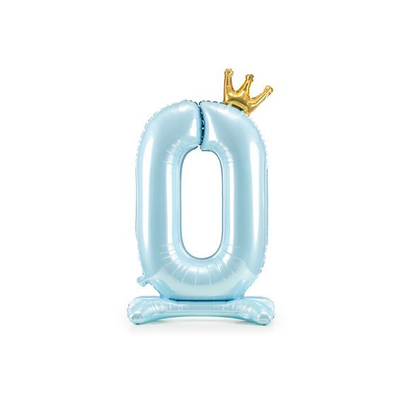 Stojící balónek číslo s korunkou “0” SVĚTLE MODRÝ, 84 cm - Obr.1
